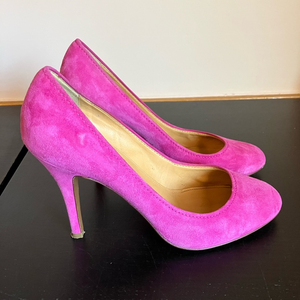 J. Crew Mona suede pumps in wild berry NEEDS CLEANING